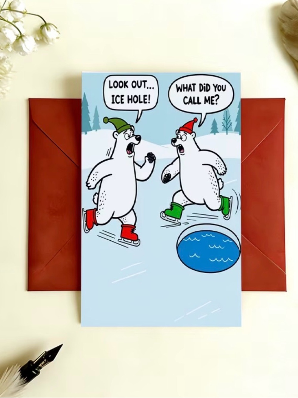 Funny Holiday Polar Bear Greeting Card